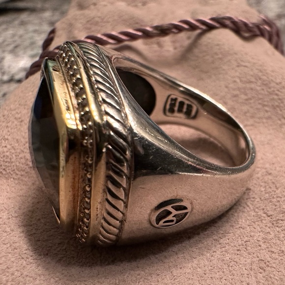 David Yurman Authentic Albion Smoky Qtz., Sterling Silver/18K Gold, Pave Diamond - Picture 8 of 11